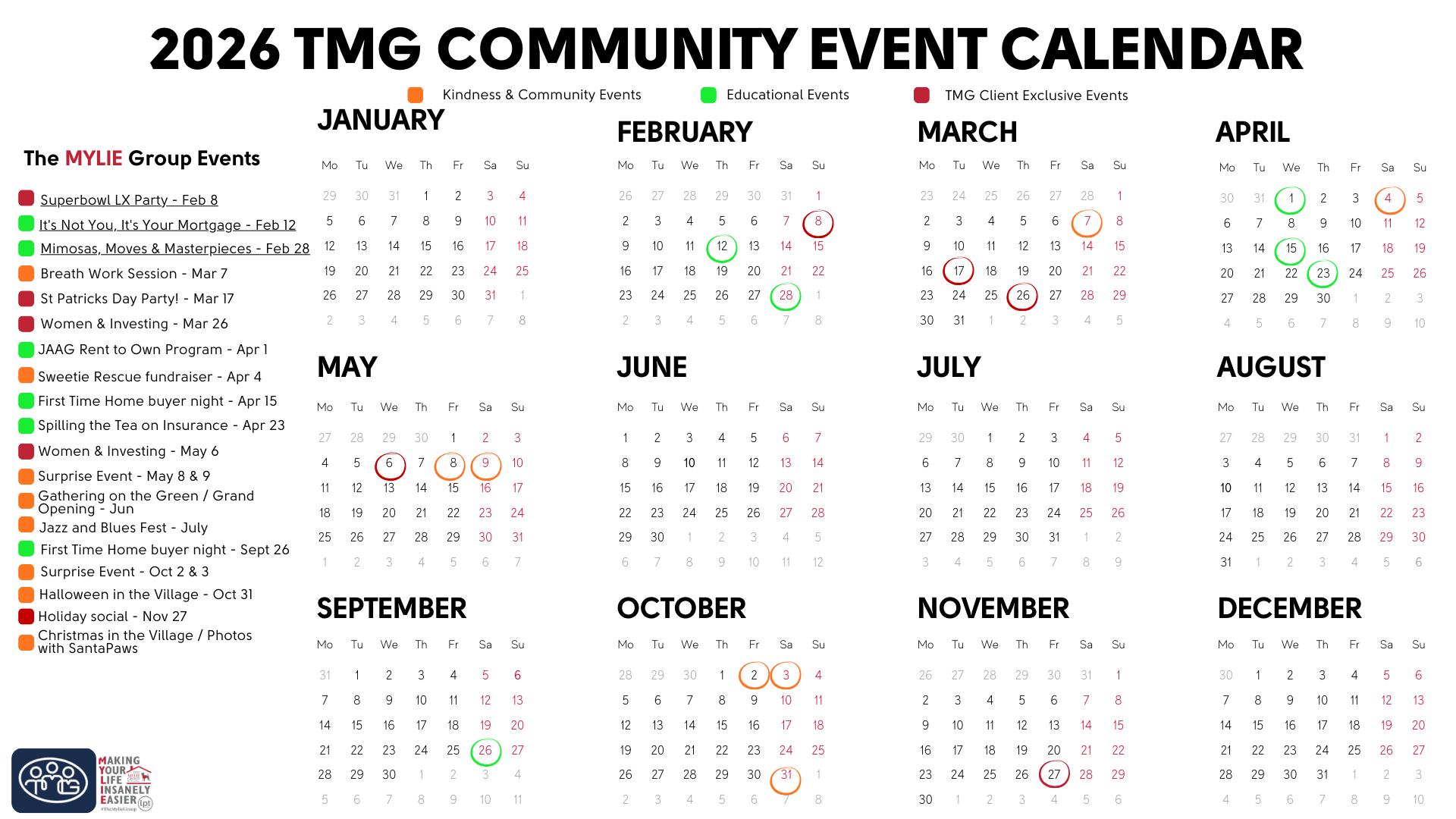 2026 TMG Community Event Calendar_Final The MYLIE Group Community Events Calendar 2026